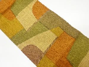 リサイクル　手織り紬幾何学模様織出し名古屋帯